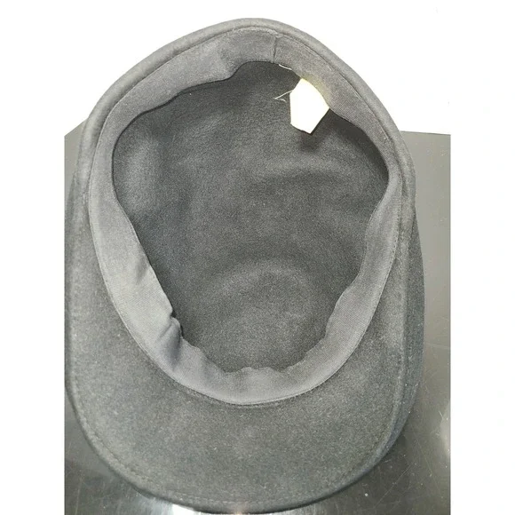 Vintage Black XL Wool Felt  Cabby Black Newsboy Cap Hipster - Picture 4 of 6